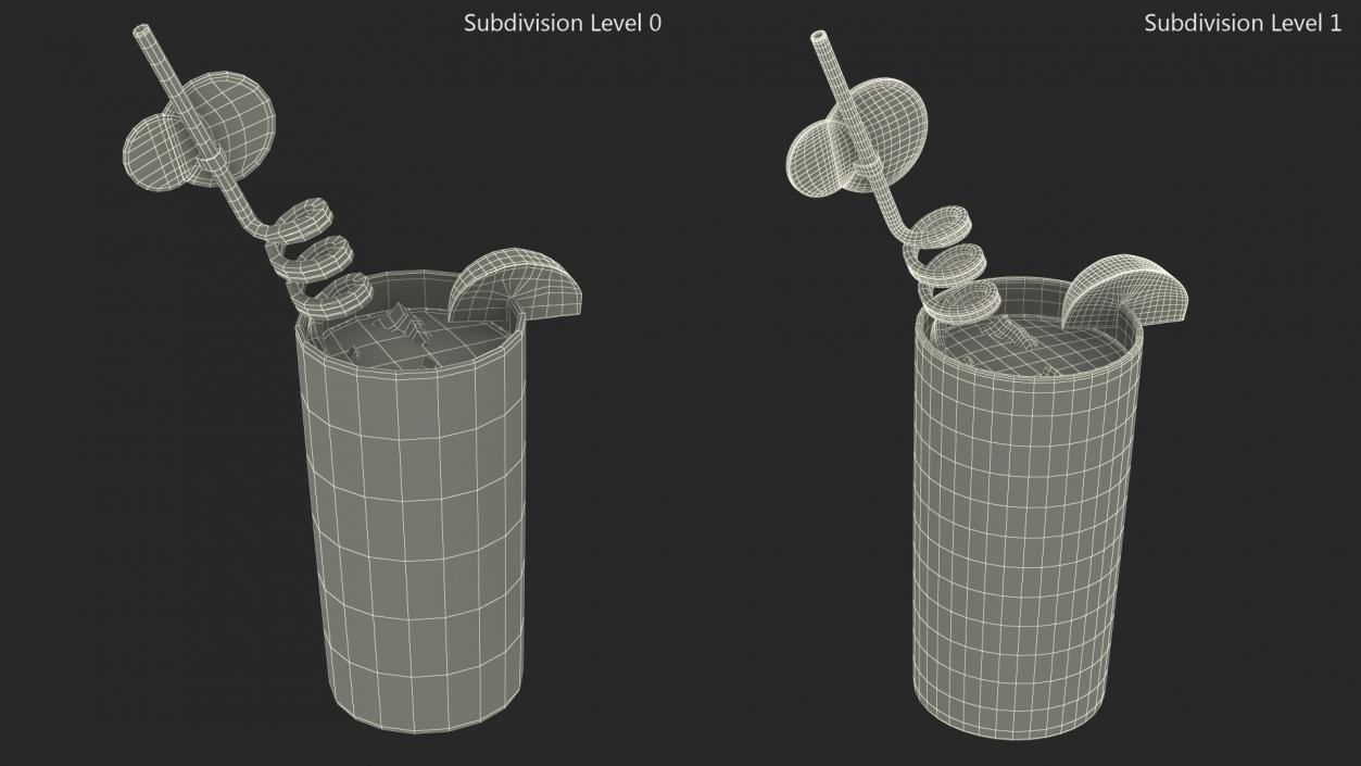 3D Cocktail with Fruit Plastic Straw model