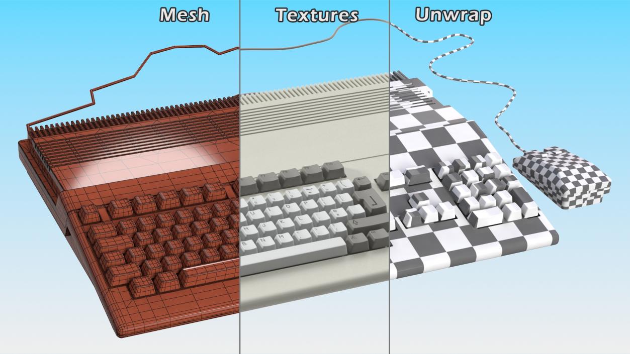 3D Retro Home Computer with Keyboard model