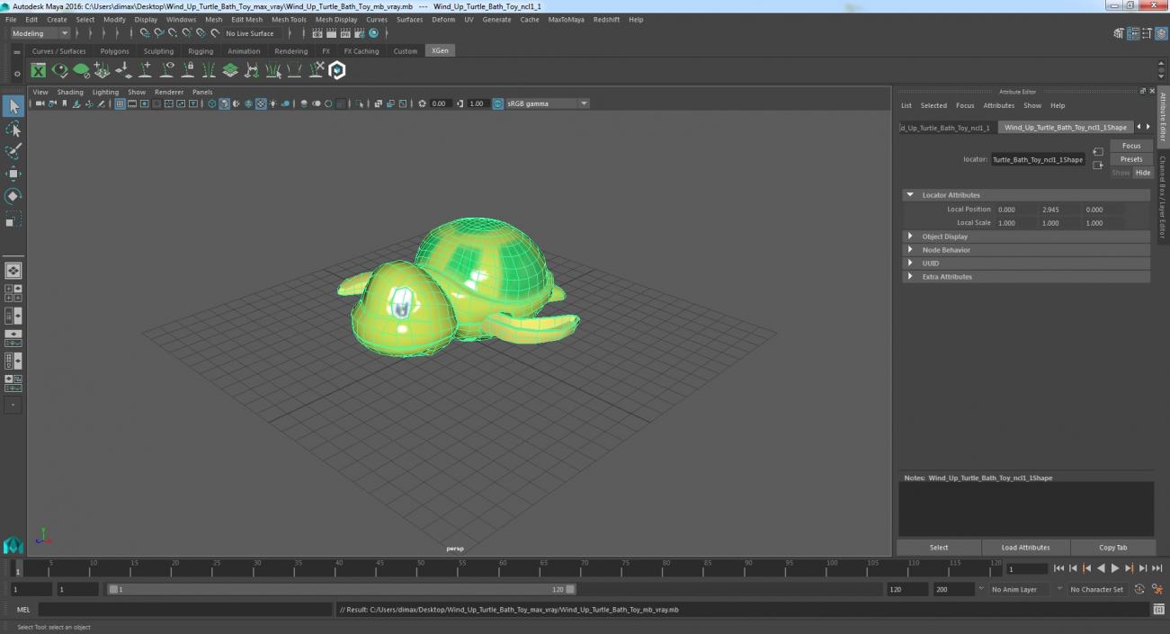 3D Wind Up Turtle Bath Toy model