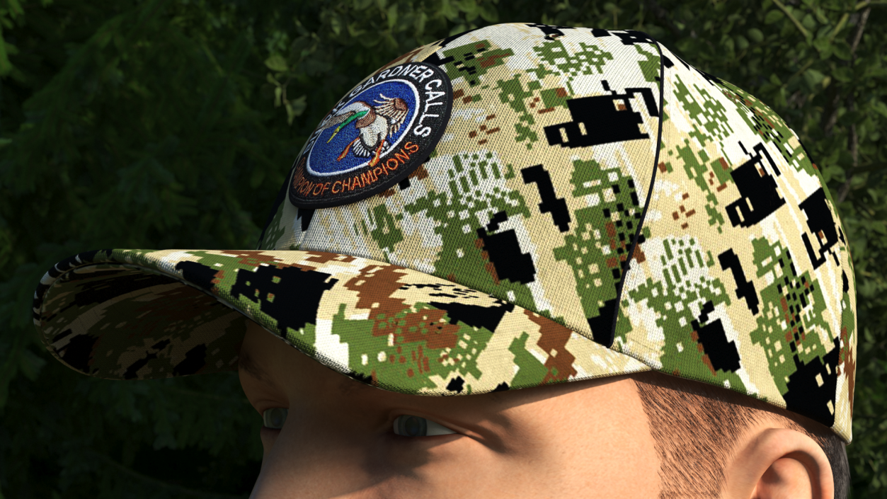 3D Hunting Cap Forest Camo model