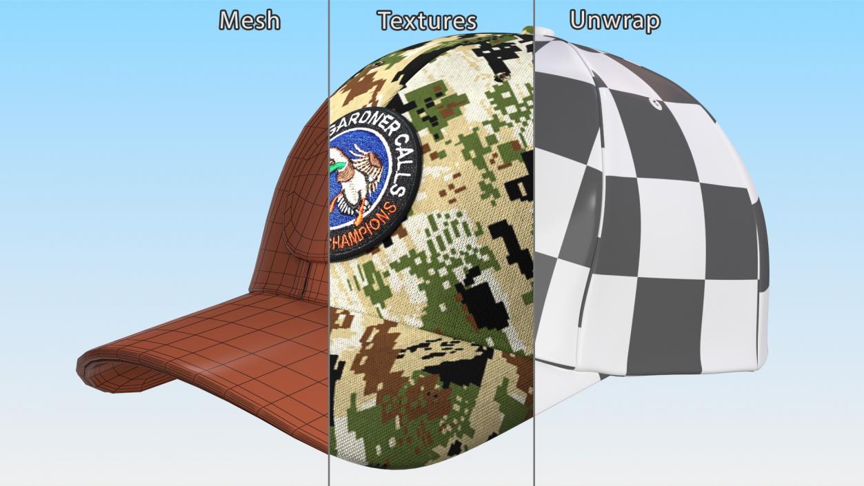 3D Hunting Cap Forest Camo model