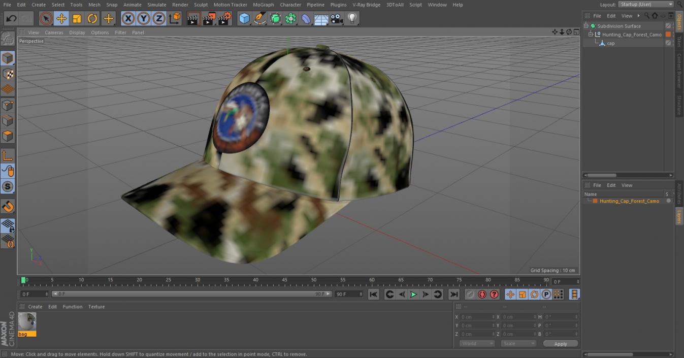 3D Hunting Cap Forest Camo model