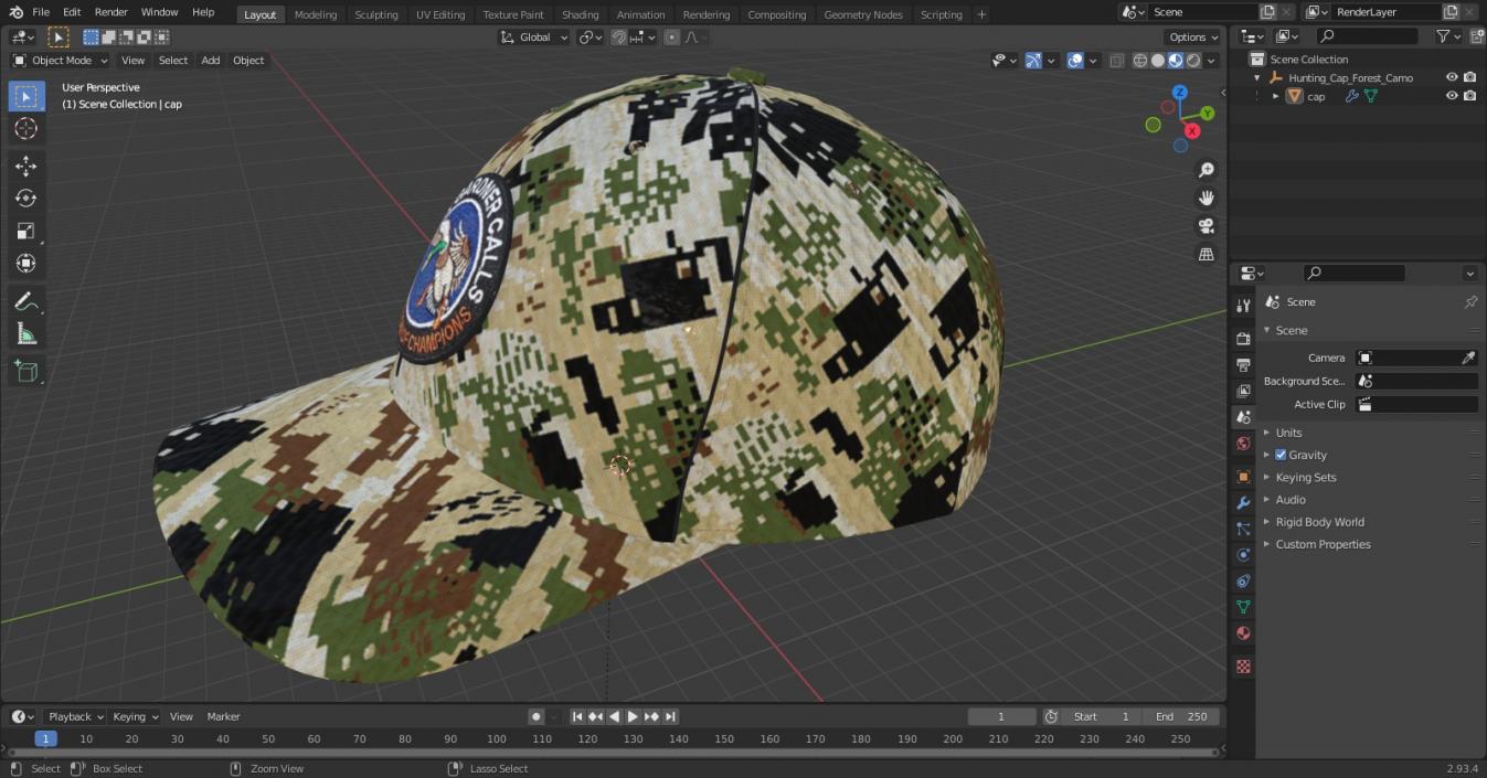 3D Hunting Cap Forest Camo model