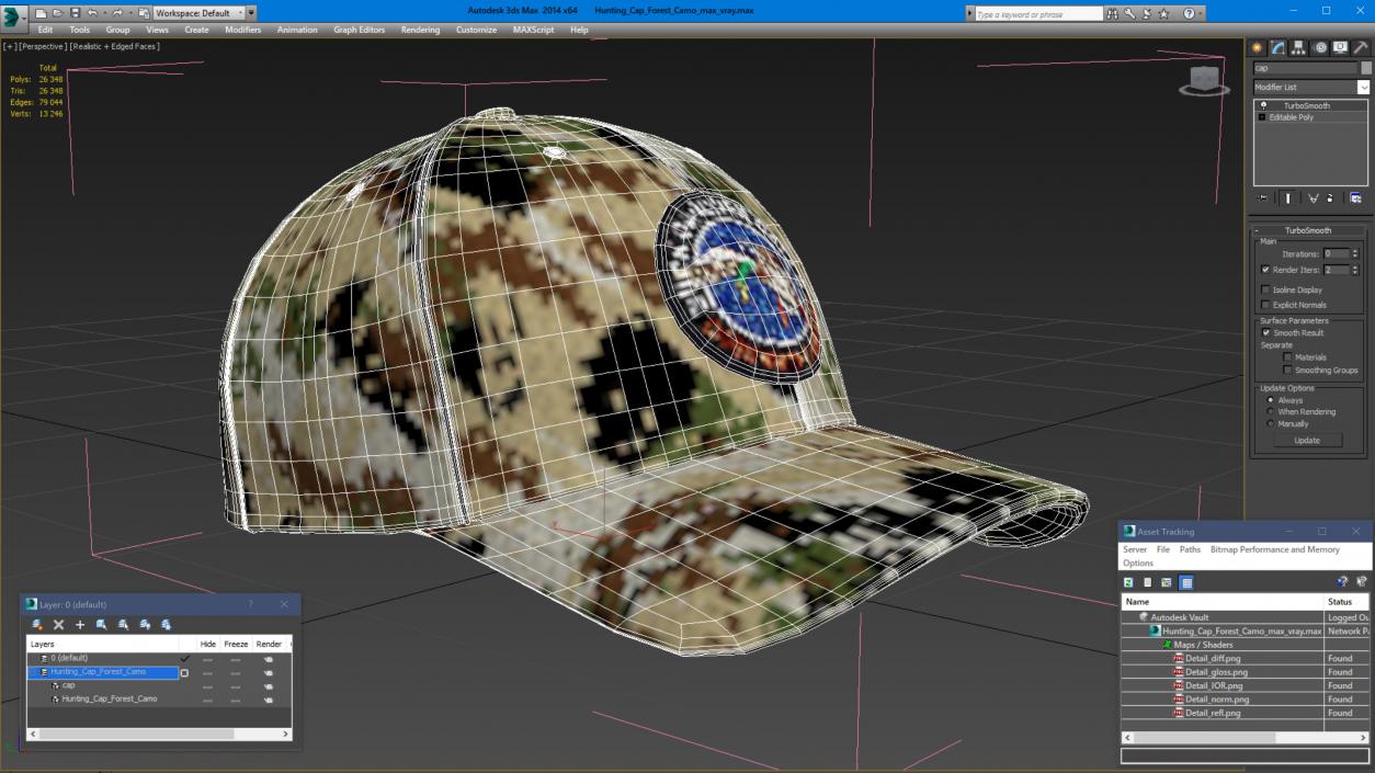 3D Hunting Cap Forest Camo model