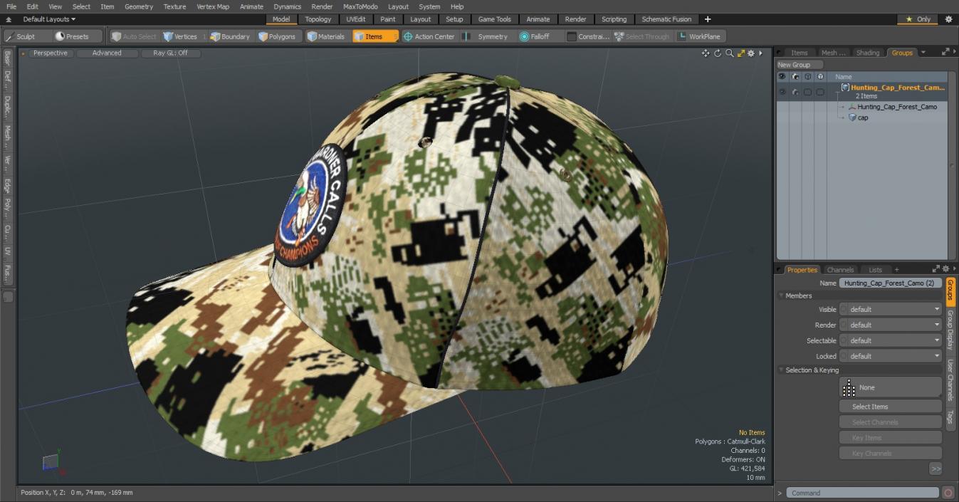 3D Hunting Cap Forest Camo model