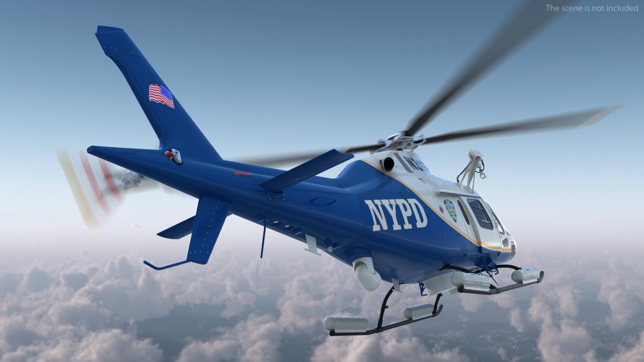 3D model Helicopter AgustaWestland AW119 Police Rigged