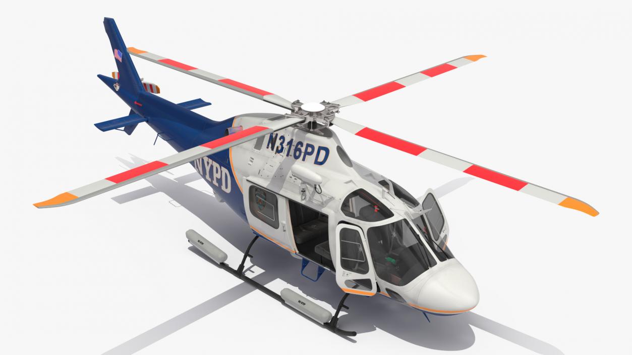 3D model Helicopter AgustaWestland AW119 Police Rigged