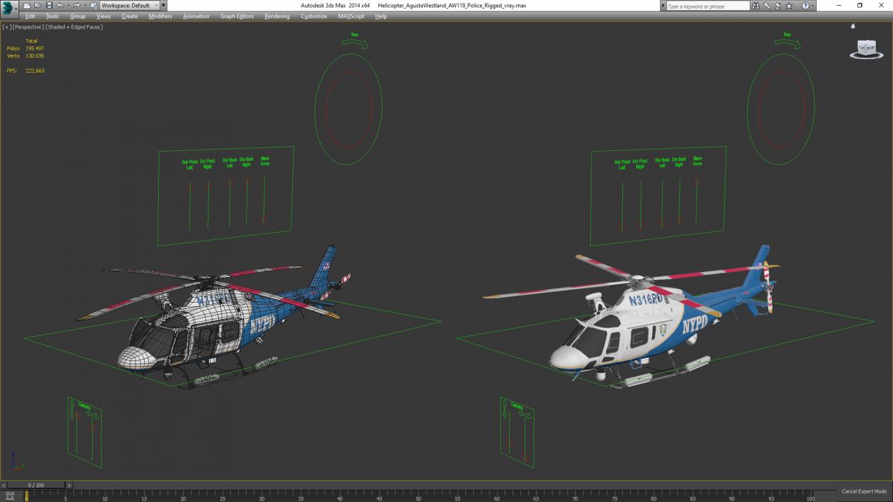 3D model Helicopter AgustaWestland AW119 Police Rigged