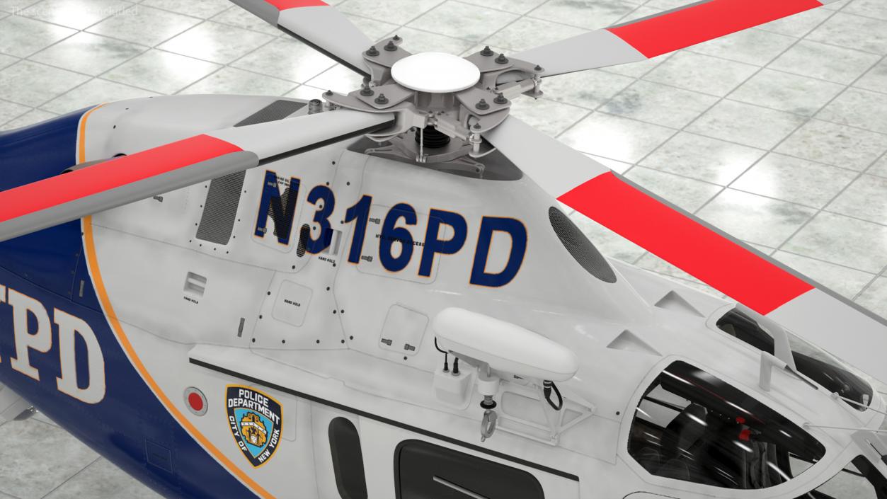 3D model Helicopter AgustaWestland AW119 Police Rigged