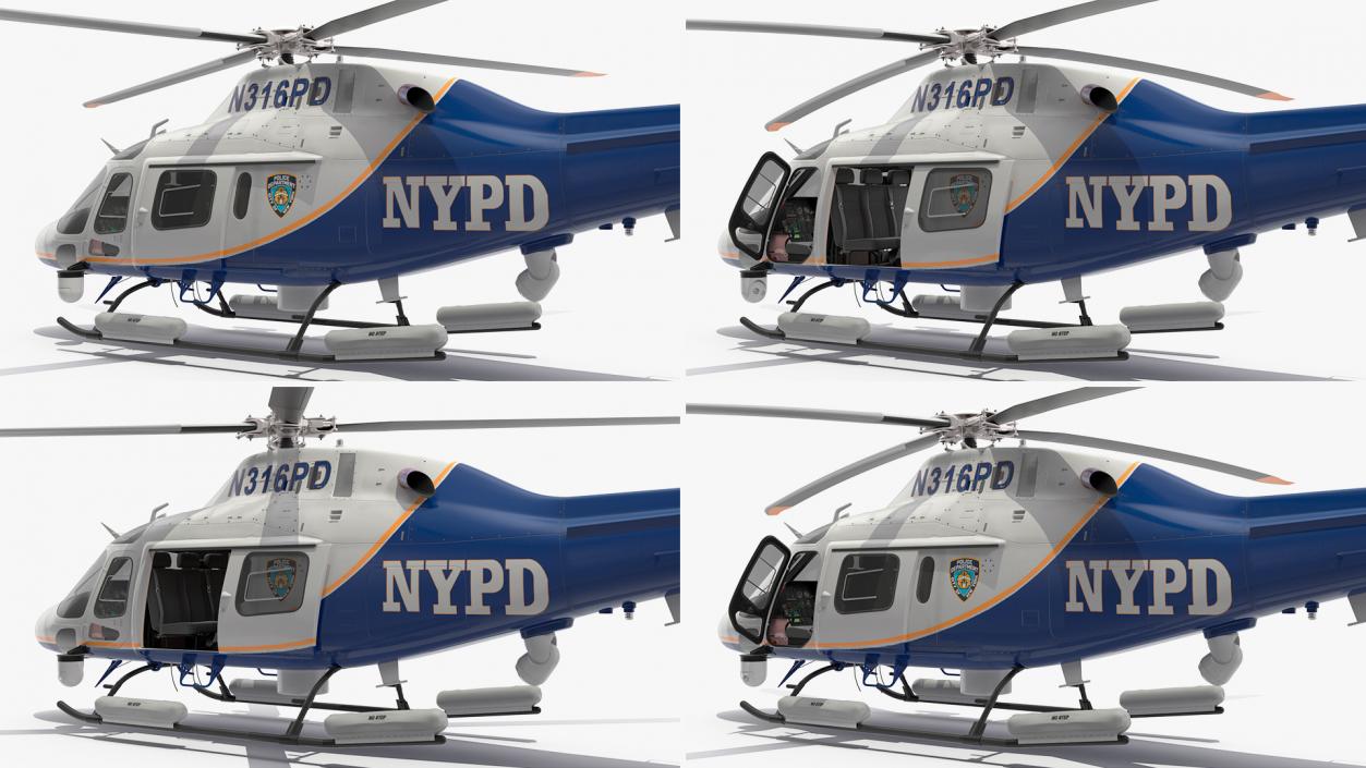 3D model Helicopter AgustaWestland AW119 Police Rigged