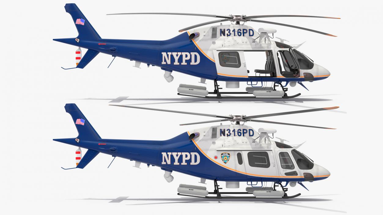 3D model Helicopter AgustaWestland AW119 Police Rigged