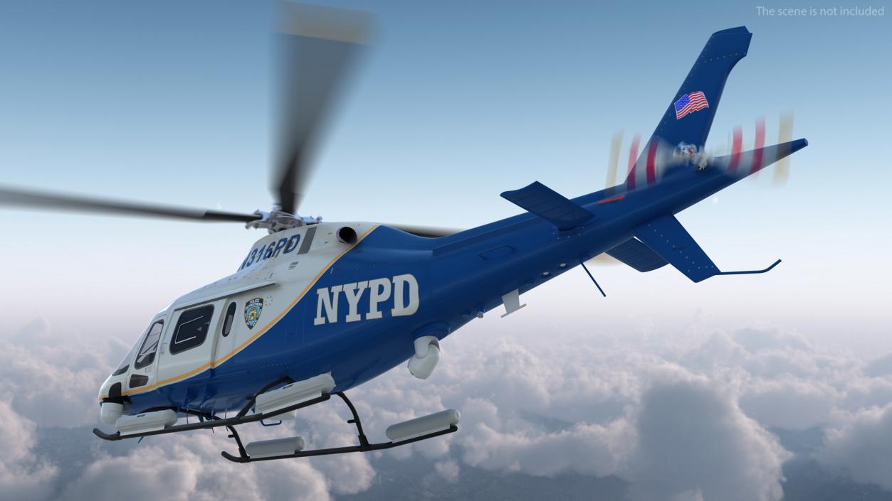 3D model Helicopter AgustaWestland AW119 Police Rigged