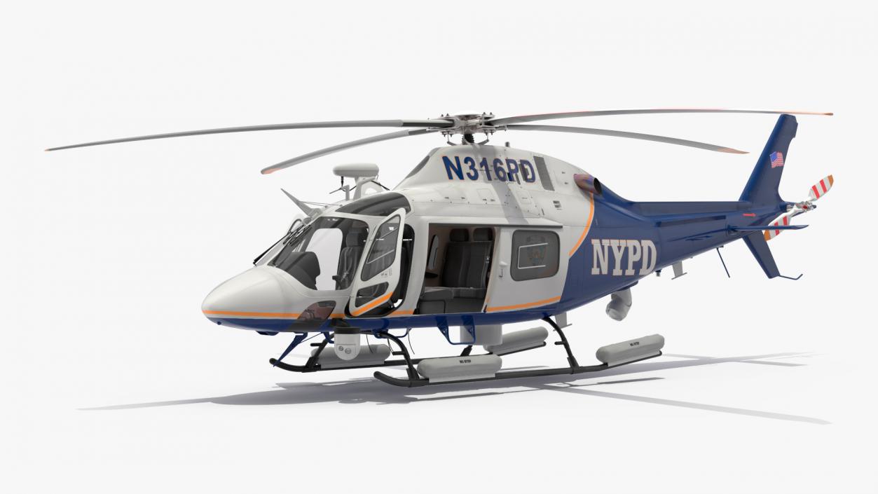 3D model Helicopter AgustaWestland AW119 Police Rigged