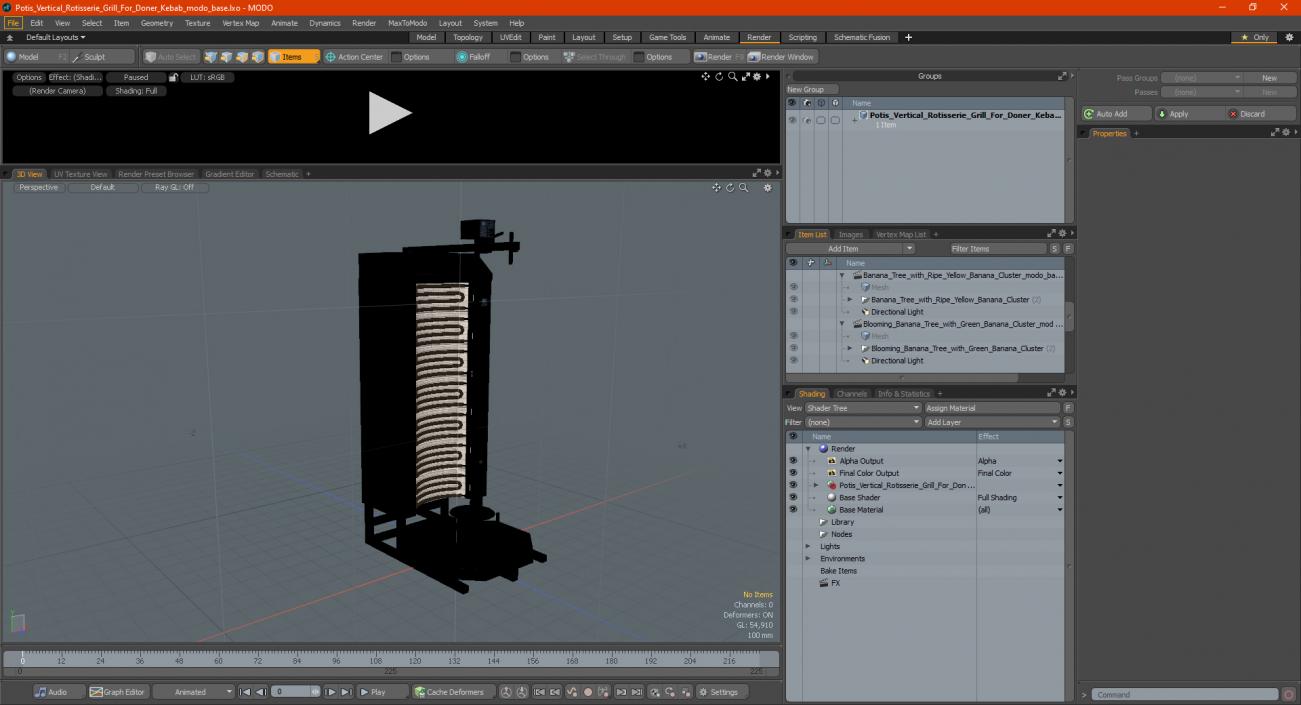 Potis Vertical Rotisserie Grill For Doner Kebab 3D