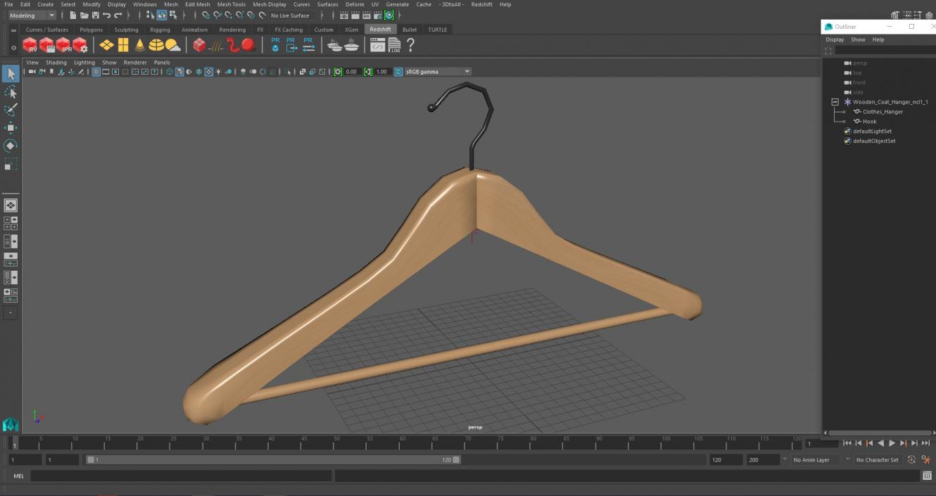 3D Wooden Coat Hanger model