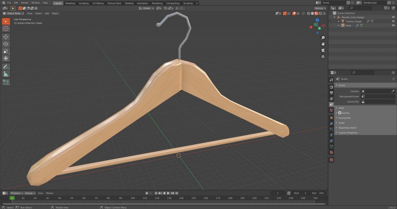 3D Wooden Coat Hanger model