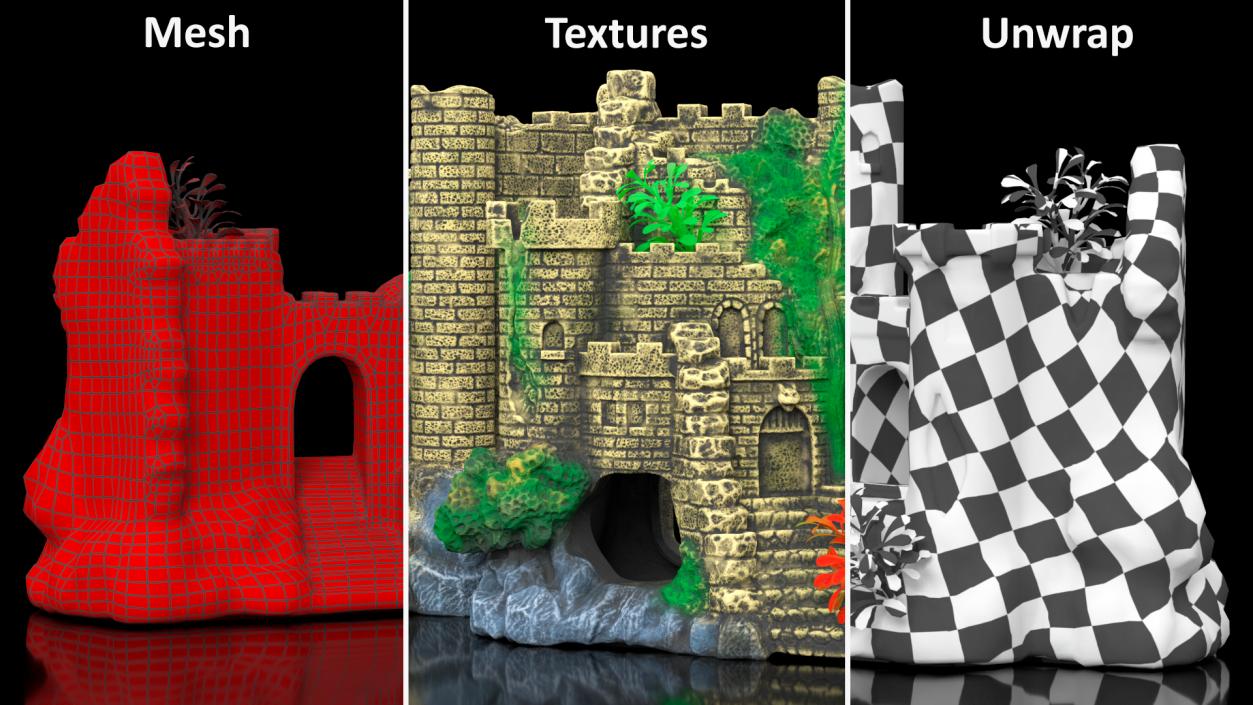 3D model Aquarium Object Castle Ruin Hideout