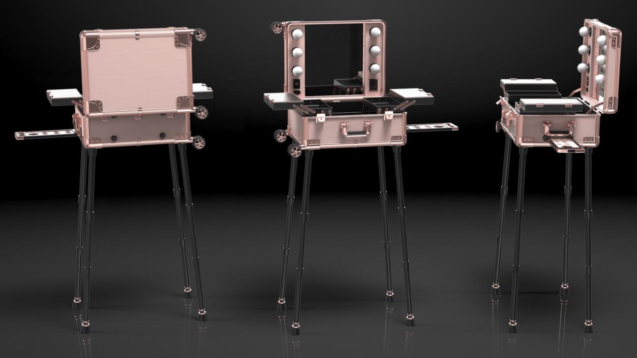 3D model Makeup Artist Foldable Trolley Pink