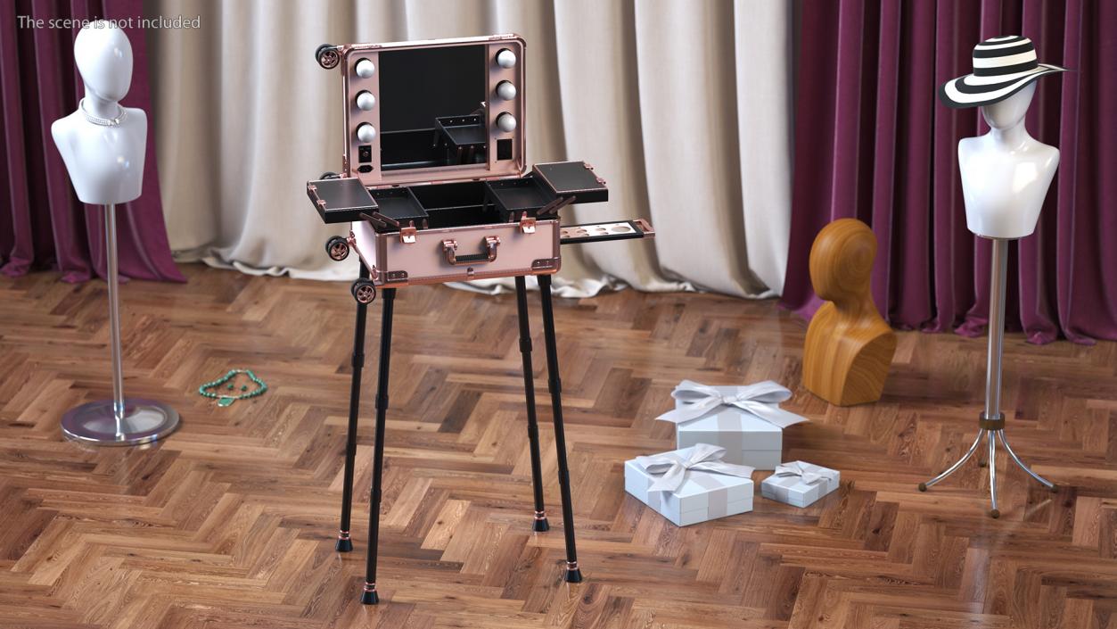 3D model Makeup Artist Foldable Trolley Pink