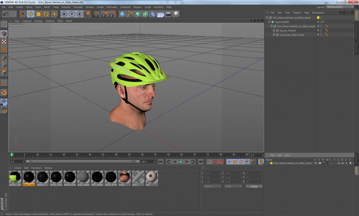 3D model Giro Revel Helmet on Male Head