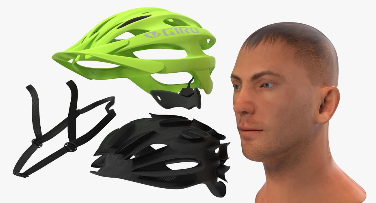 3D model Giro Revel Helmet on Male Head