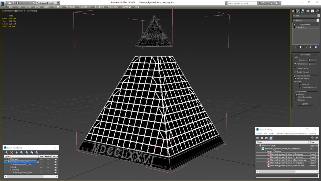 3D model Illuminati Pyramid Silver