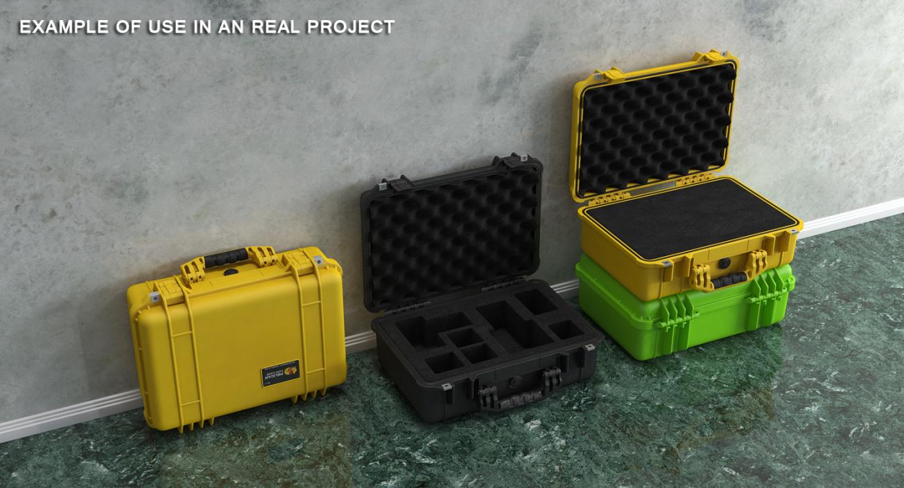 3D model Pelican Case Photo Foam Yellow