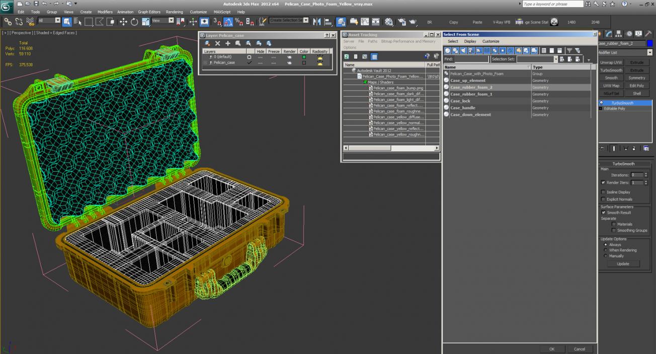 3D model Pelican Case Photo Foam Yellow