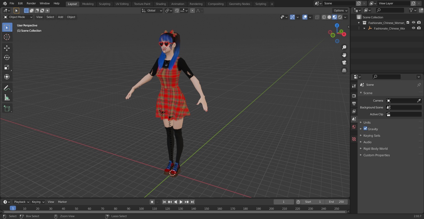 Fashionable Chinese Woman T-pose 3D