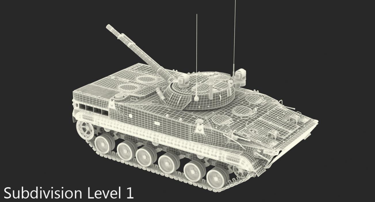 3D model Light Tank BMP-3 Desert Rigged