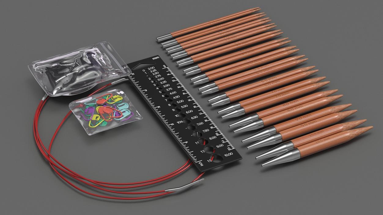 3D model Knitting Needles Set