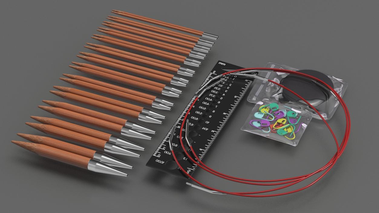 3D model Knitting Needles Set