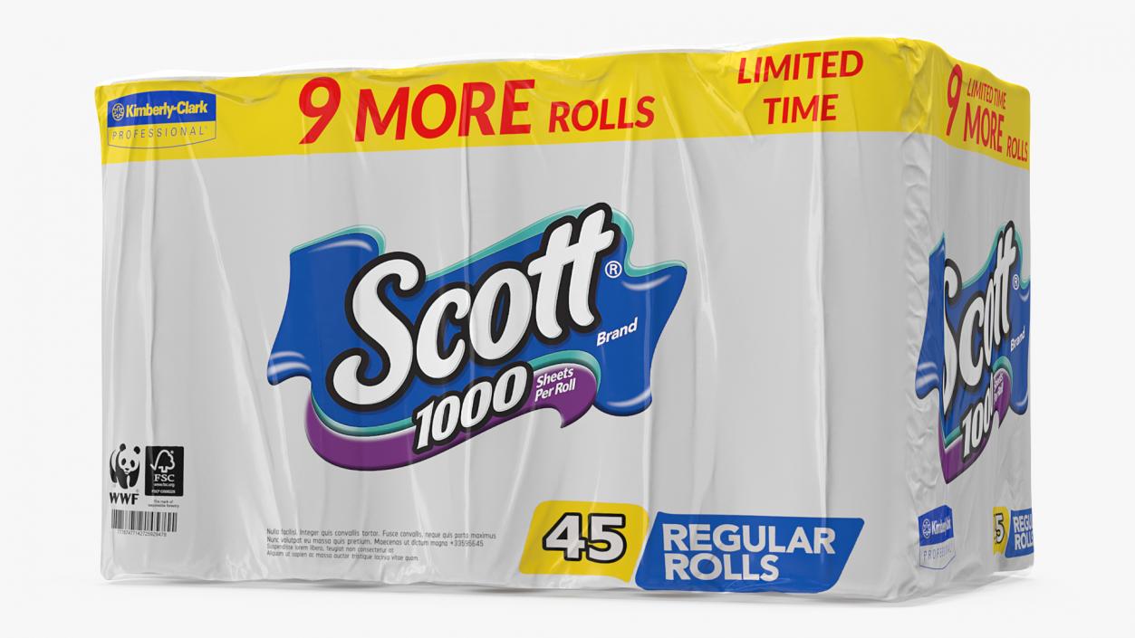 Scott Limited Edition Bath Tissue 45 Rolls 3D