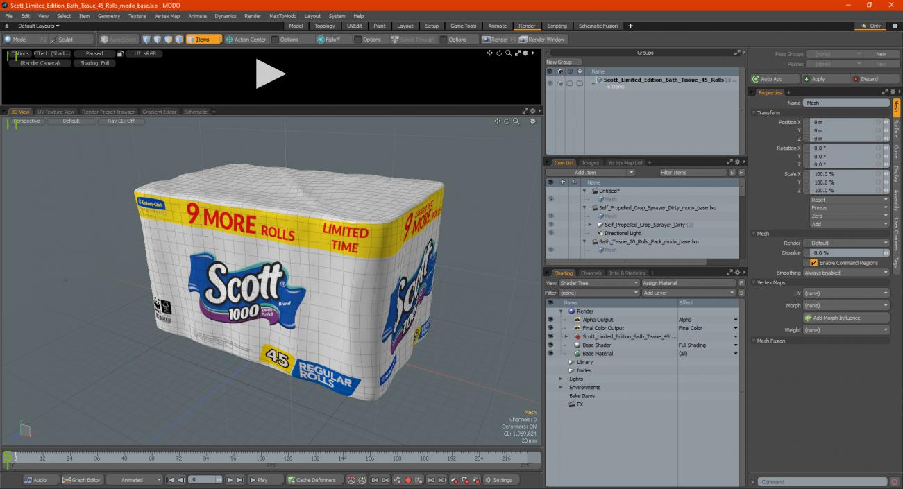 Scott Limited Edition Bath Tissue 45 Rolls 3D