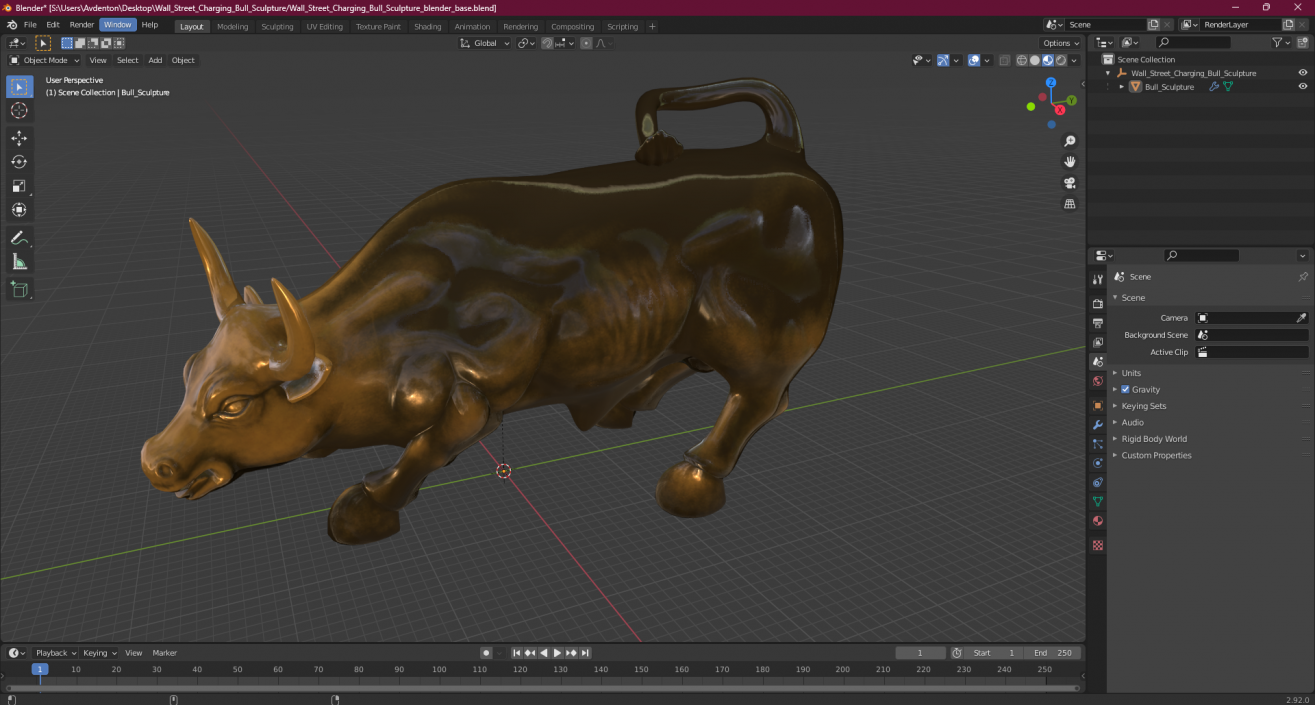 3D model Wall Street Charging Bull Sculpture