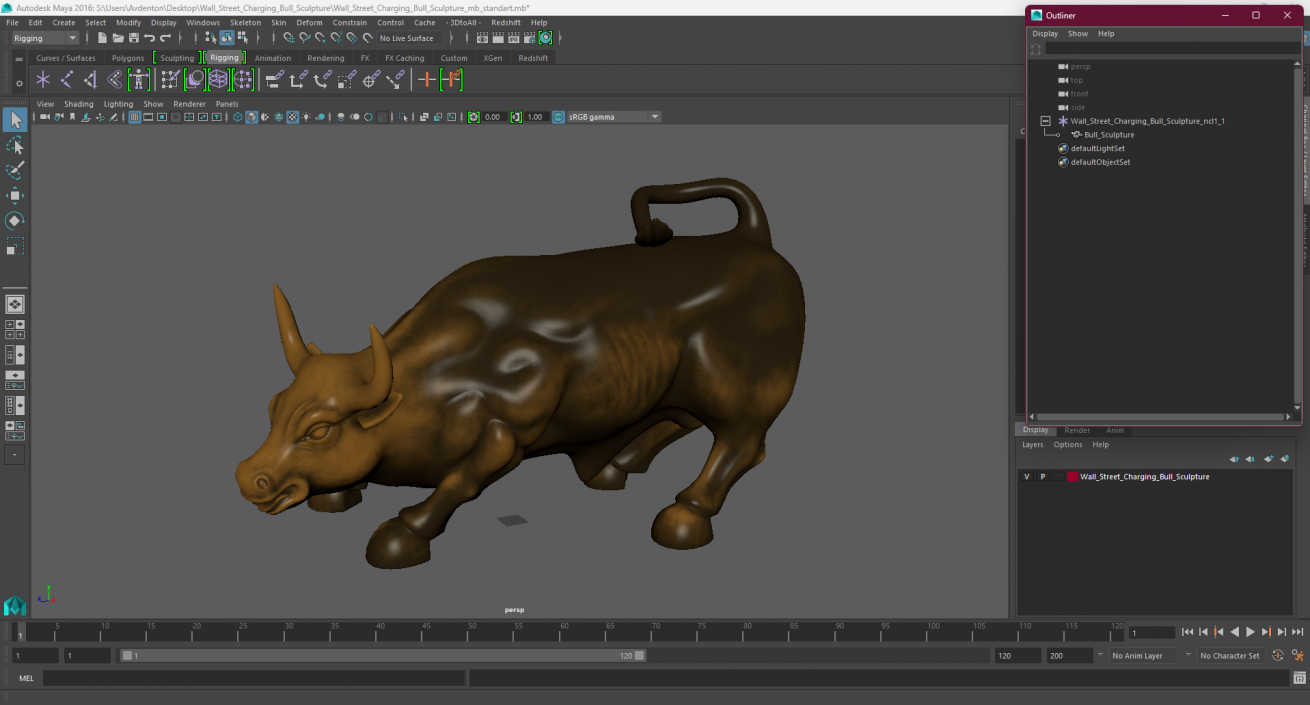 3D model Wall Street Charging Bull Sculpture