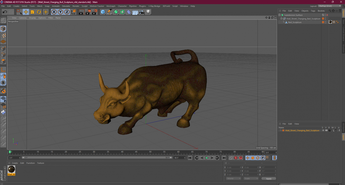 3D model Wall Street Charging Bull Sculpture