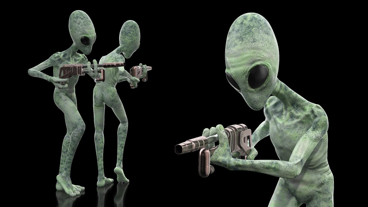 3D Green Alien Attack Pose model