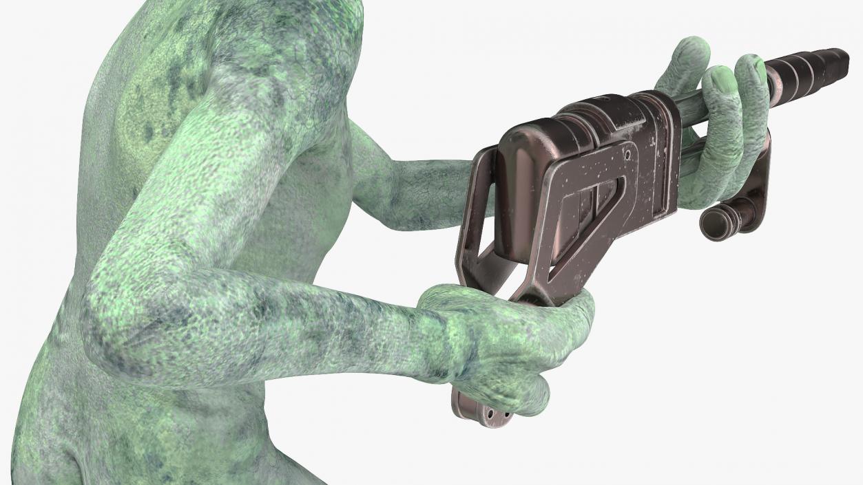 3D Green Alien Attack Pose model