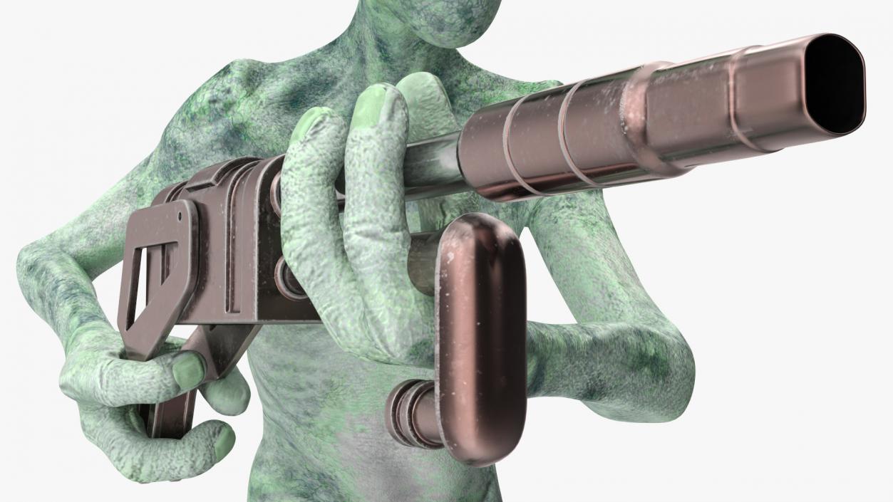 3D Green Alien Attack Pose model