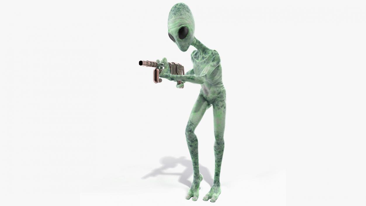 3D Green Alien Attack Pose model