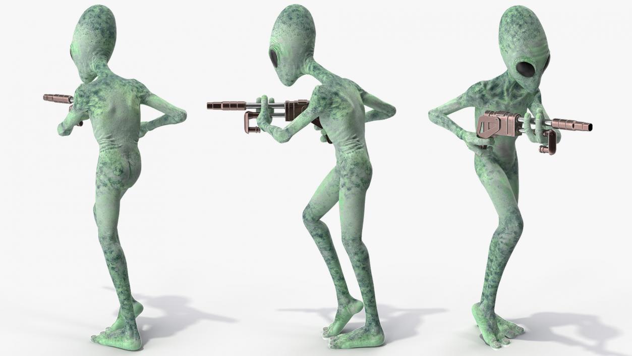 3D Green Alien Attack Pose model