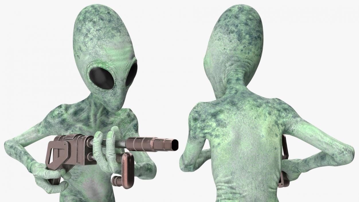 3D Green Alien Attack Pose model