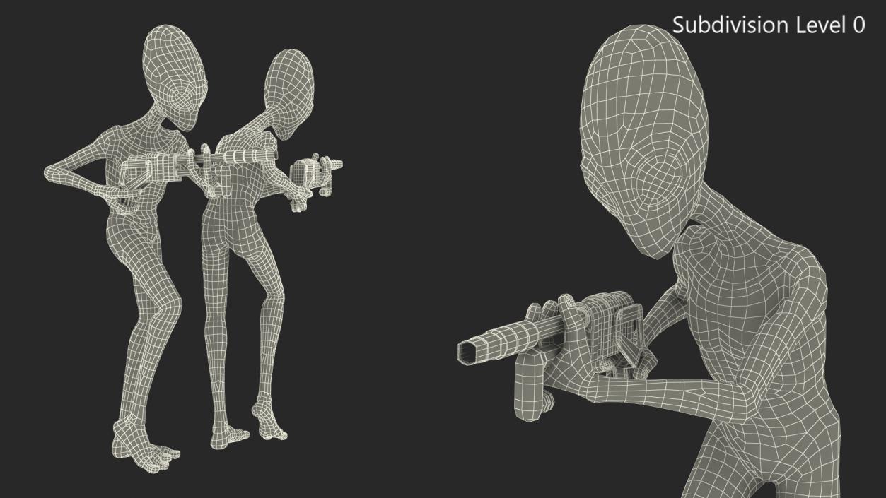 3D Green Alien Attack Pose model