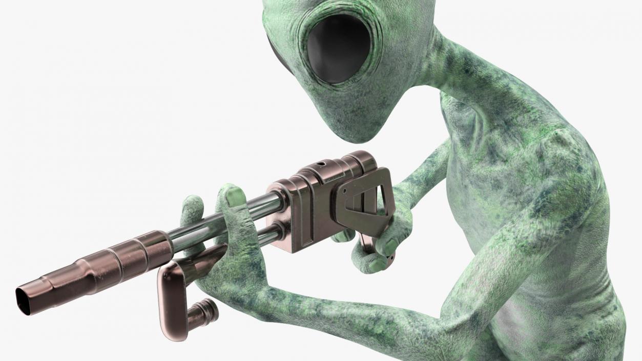 3D Green Alien Attack Pose model