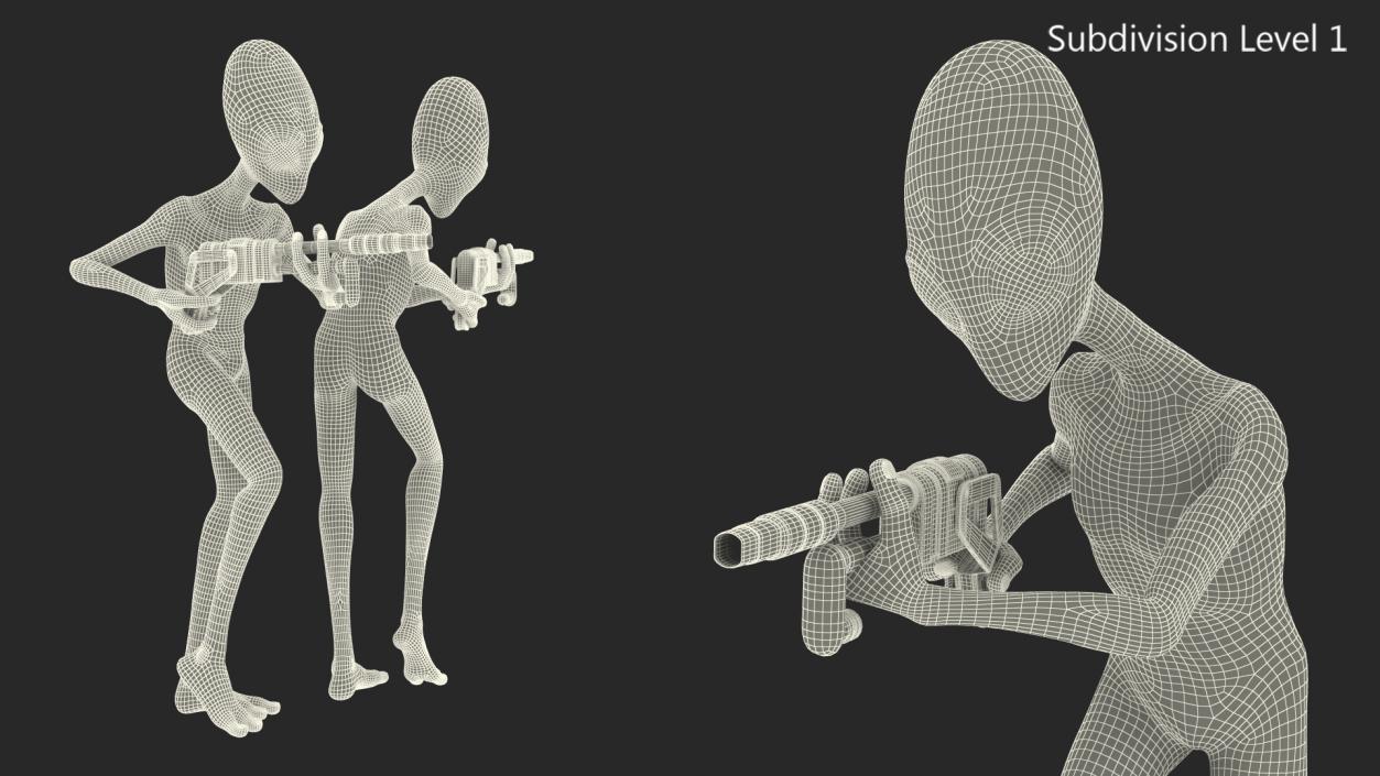 3D Green Alien Attack Pose model