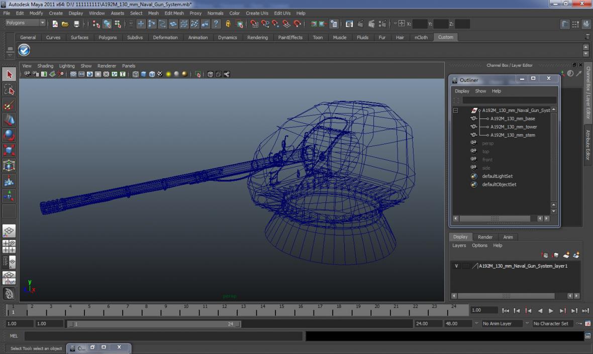 A192M 130 mm Naval Gun System 3D model