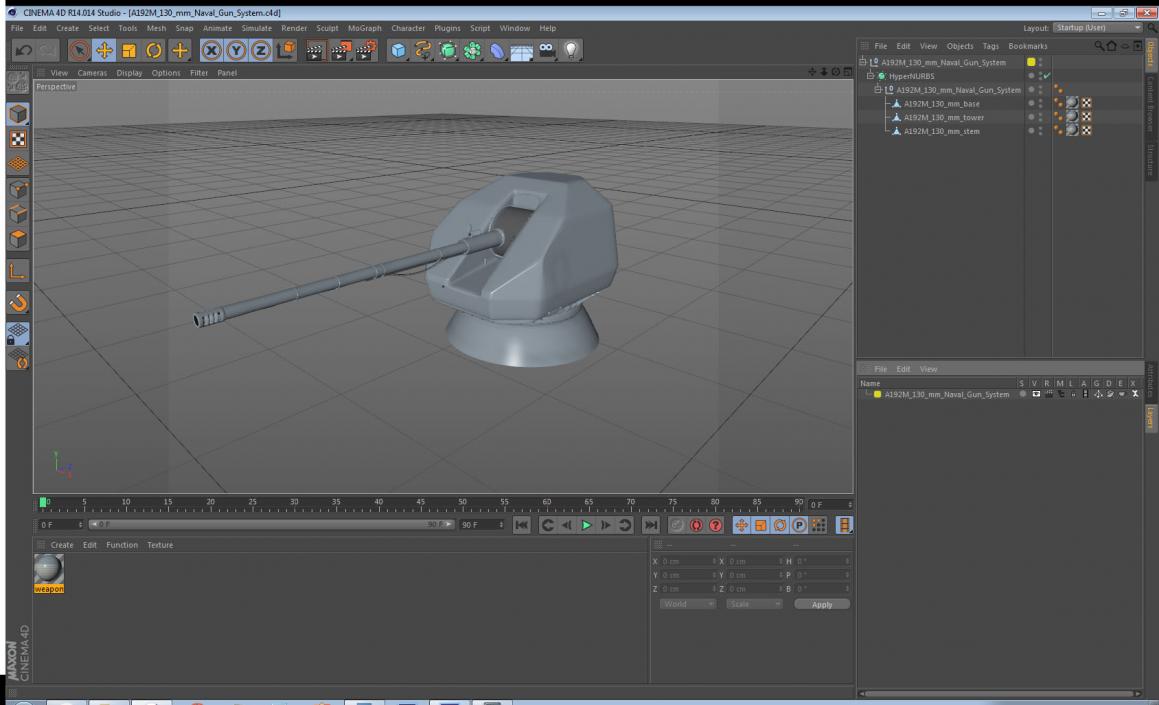 A192M 130 mm Naval Gun System 3D model