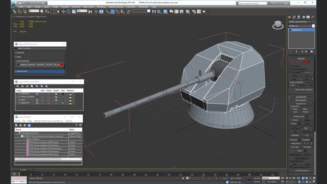 A192M 130 mm Naval Gun System 3D model