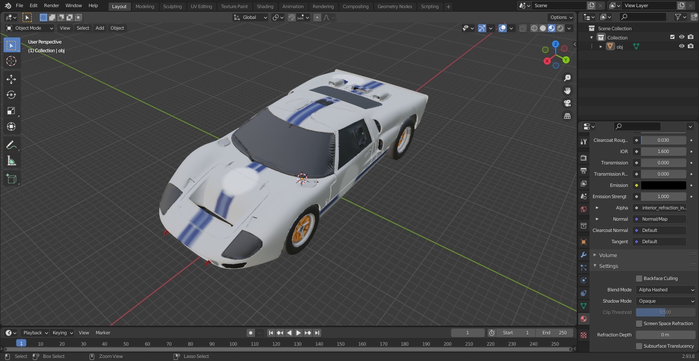 Classic Racing Car White 3D model